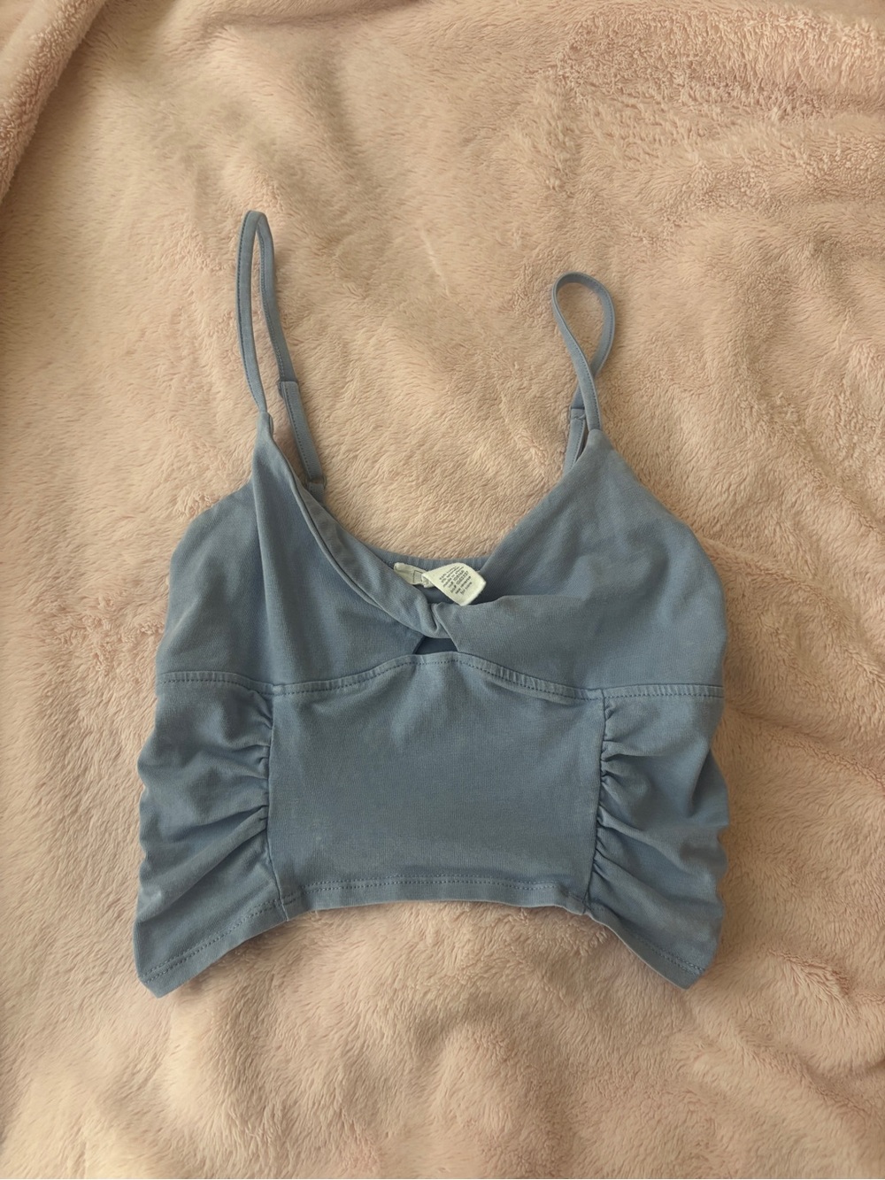 TILT Dusty Blue Ruched Crop Bralette